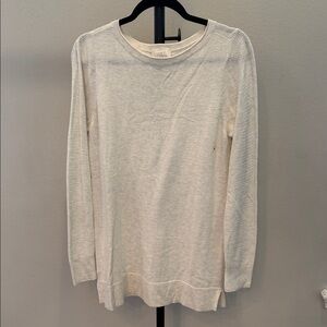 LOFT Women's Light Cream Crew Neck Sweater
